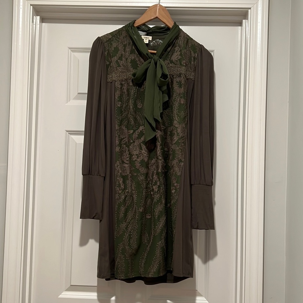 Anthropologie Tiny Isla Embroidered Green Dress